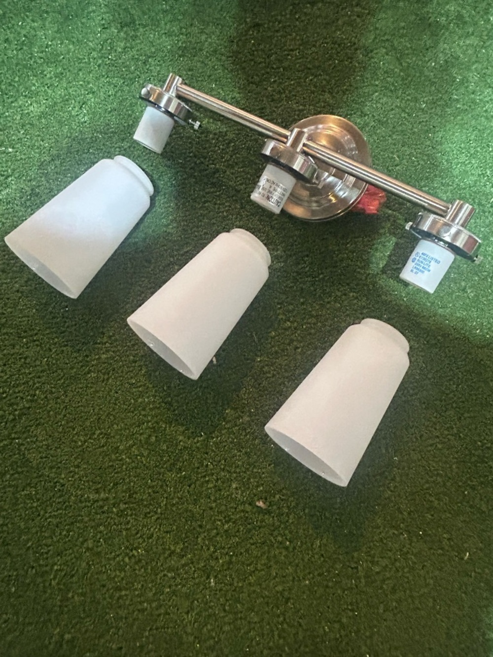 (NEW) Restoration Hardware Satin Nickel Triple Sconce Bathroom Light Fixture